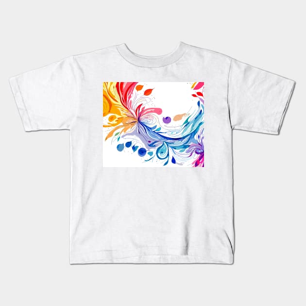 Boho Abstract floral watercolor splash Kids T-Shirt by puravidavisions